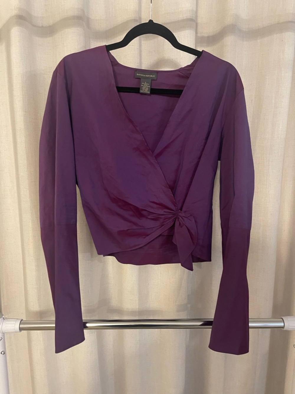 Banana Republic Deep Purple Wrap Tie Blouse